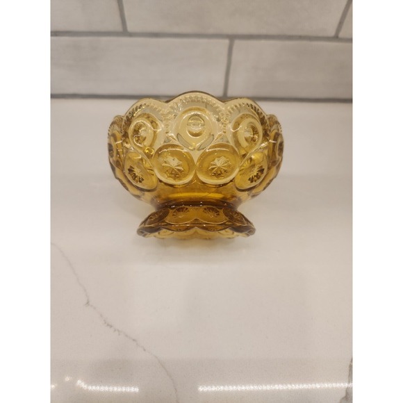 Vintage LE Smith Amber Glass Single Taper Candle Stick Holder Bowl - Picture 7 of 10